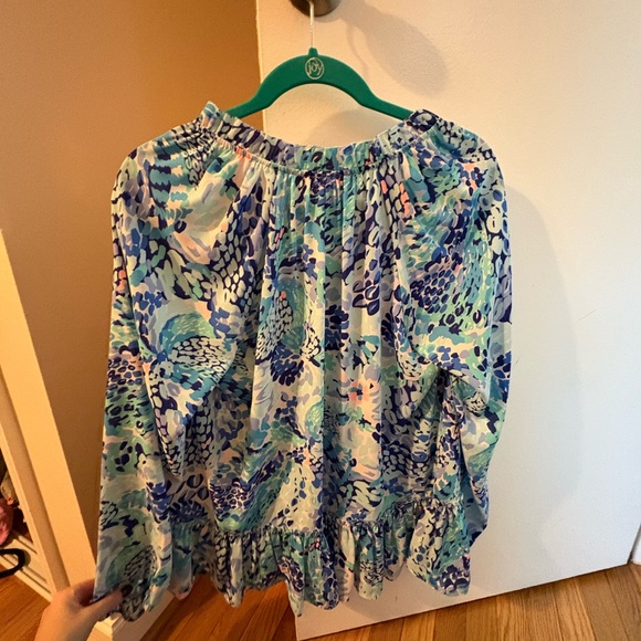 Women's Blue Patterned Top - Picture 4 of 8